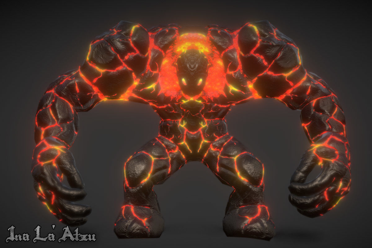 Fire Elemental Low-poly 3D model_2