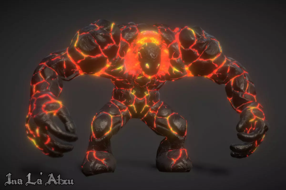 Fire Elemental Low-poly 3D model_0