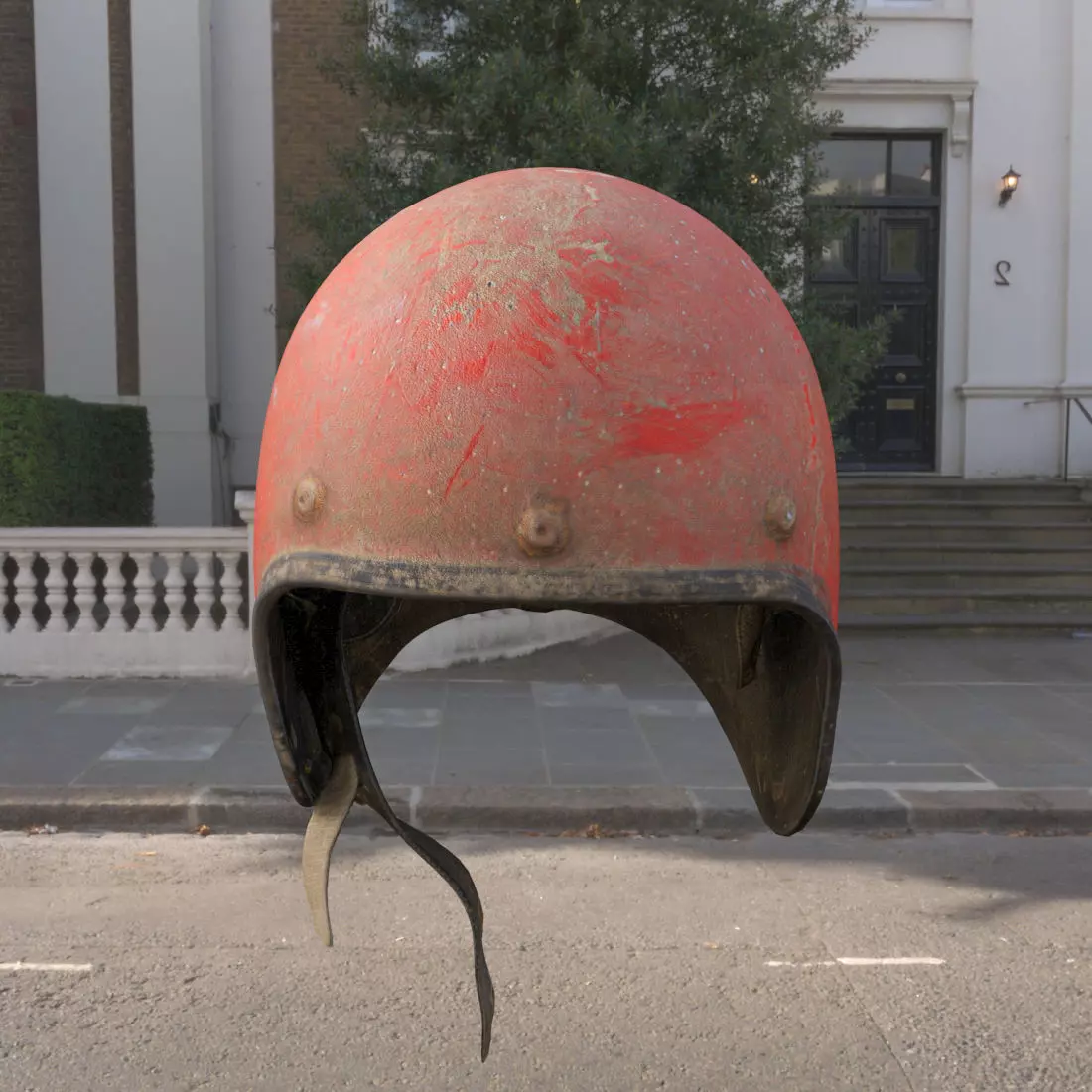 Broken vintage motorcycle helmet pbr Low-poly 3D model_0