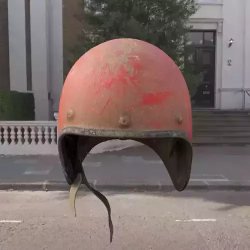 Broken vintage motorcycle helmet pbr