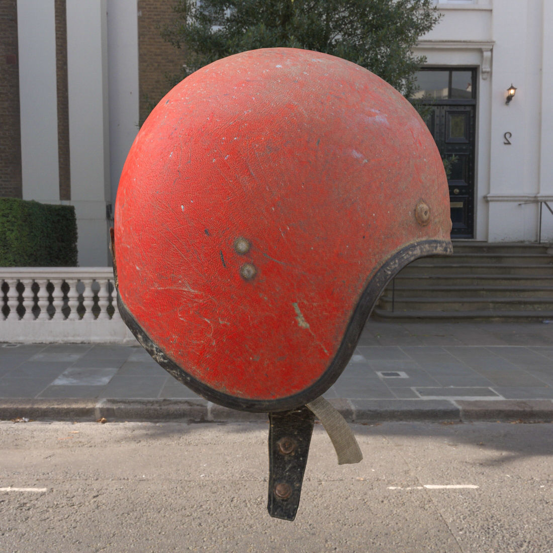 Broken vintage motorcycle helmet pbr Low-poly 3D model_2