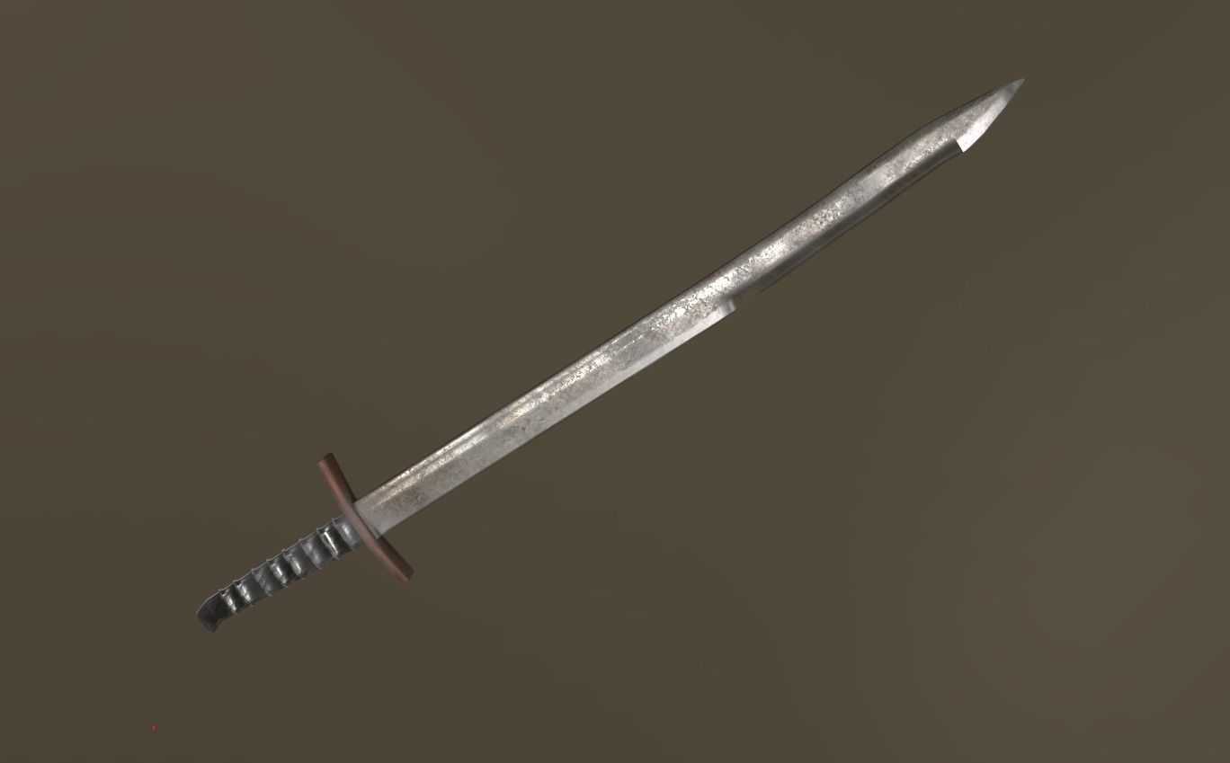 Old Sword Low-poly 3D model_1