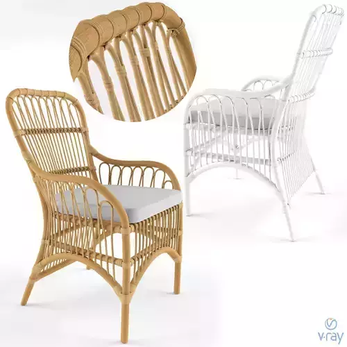 RATTAN LOOP ARMCHAIR WITH SEAT CUSHION