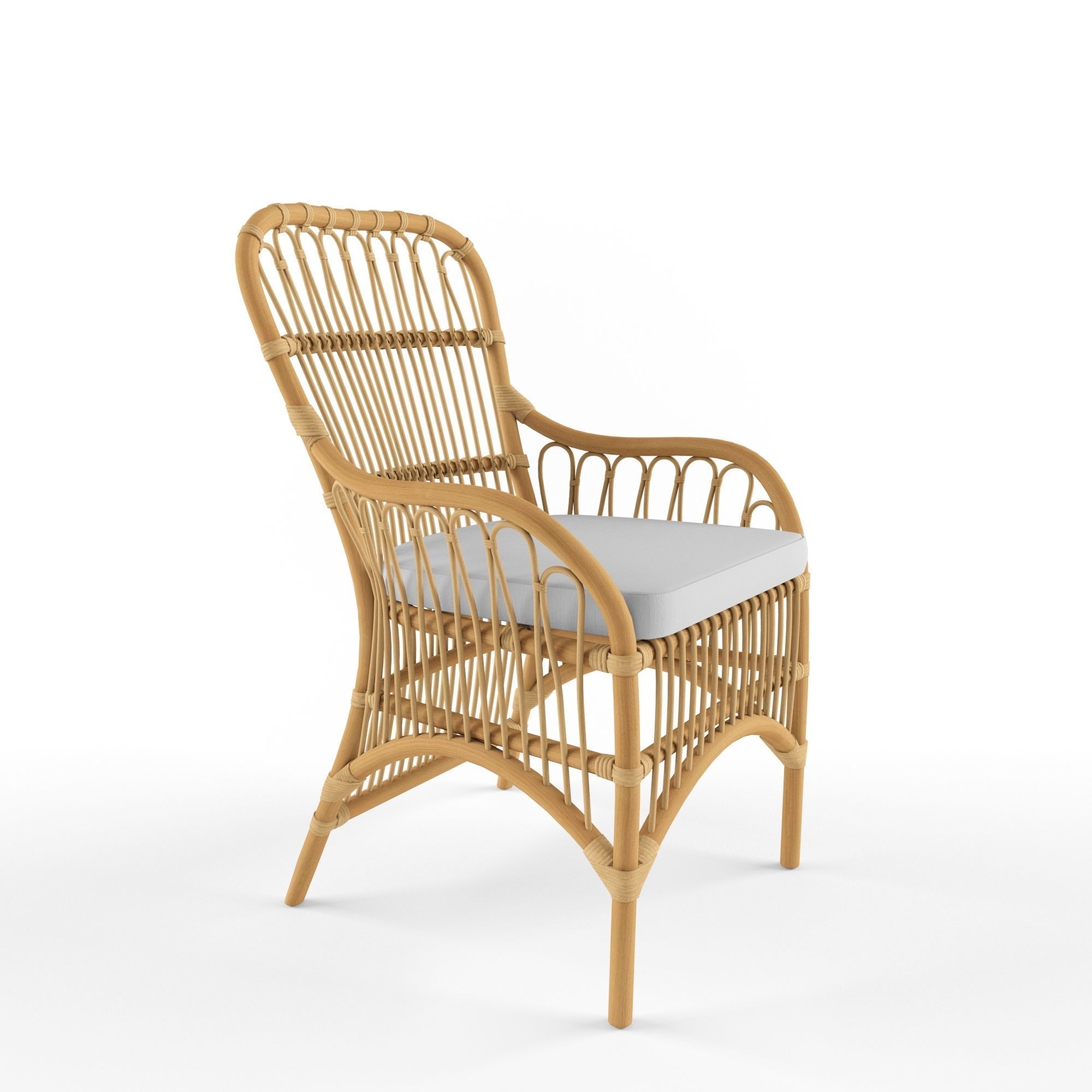 RATTAN LOOP ARMCHAIR WITH SEAT CUSHION 3D model_1