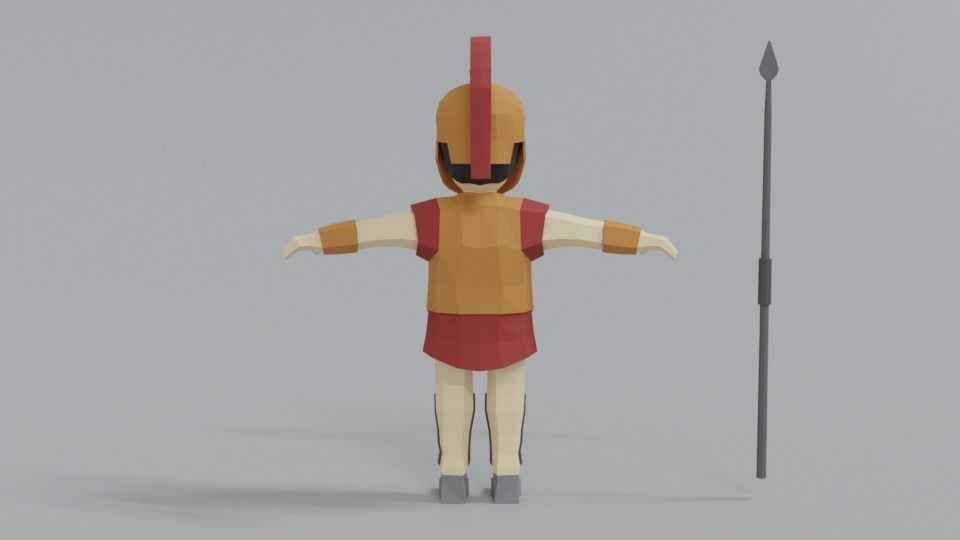 Low Poly Ancient Greek Warrior Low-poly 3D model_4