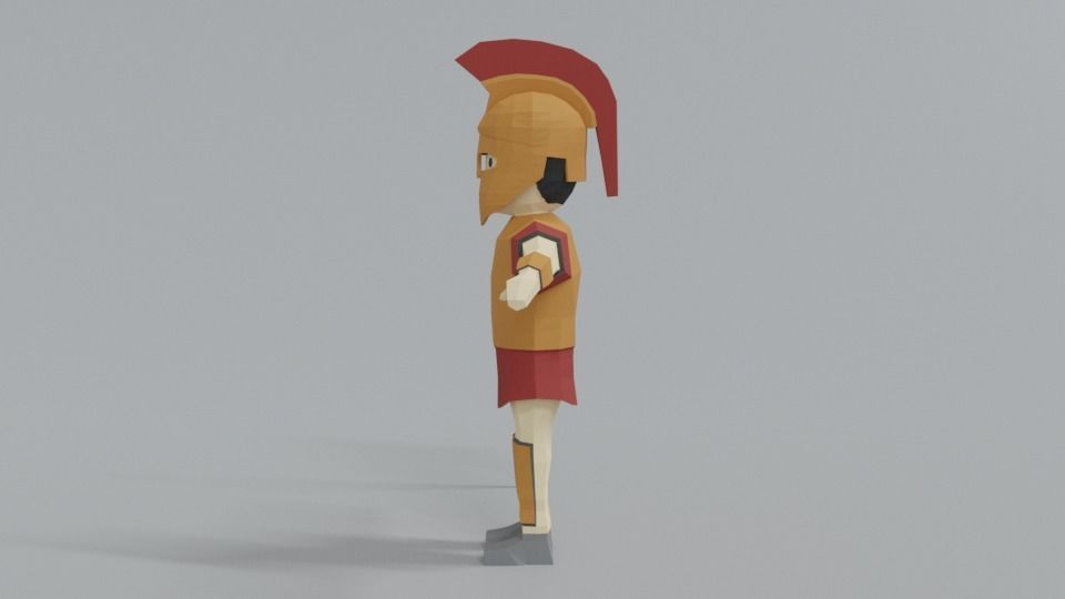 Low Poly Ancient Greek Warrior Low-poly 3D model_2