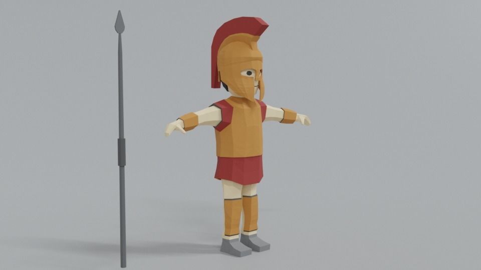 Low Poly Ancient Greek Warrior Low-poly 3D model_7