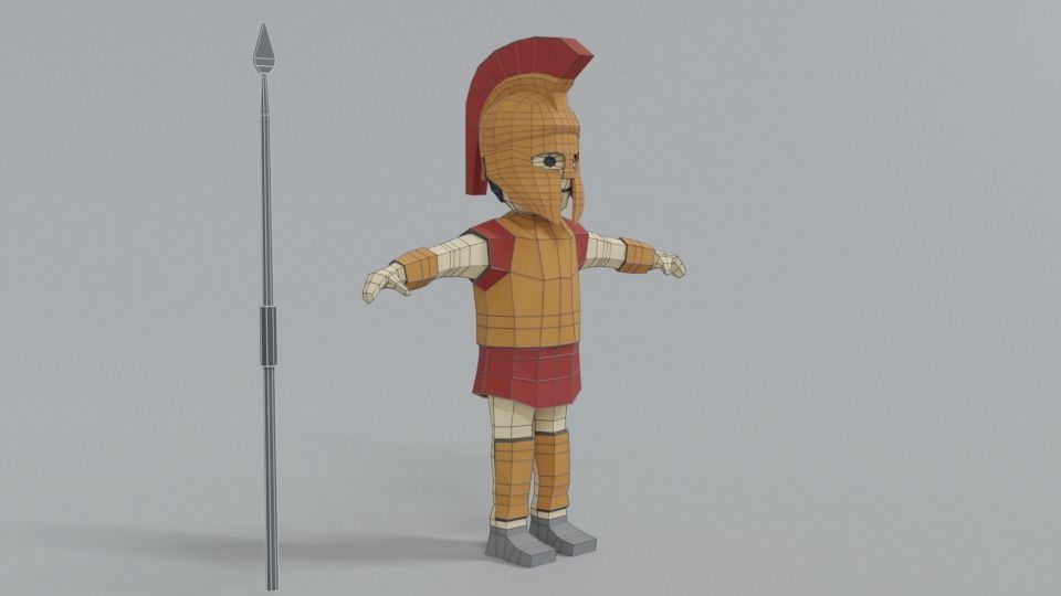 Low Poly Ancient Greek Warrior Low-poly 3D model_16