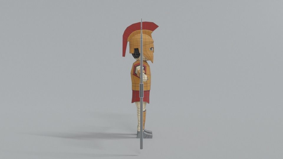 Low Poly Ancient Greek Warrior Low-poly 3D model_15