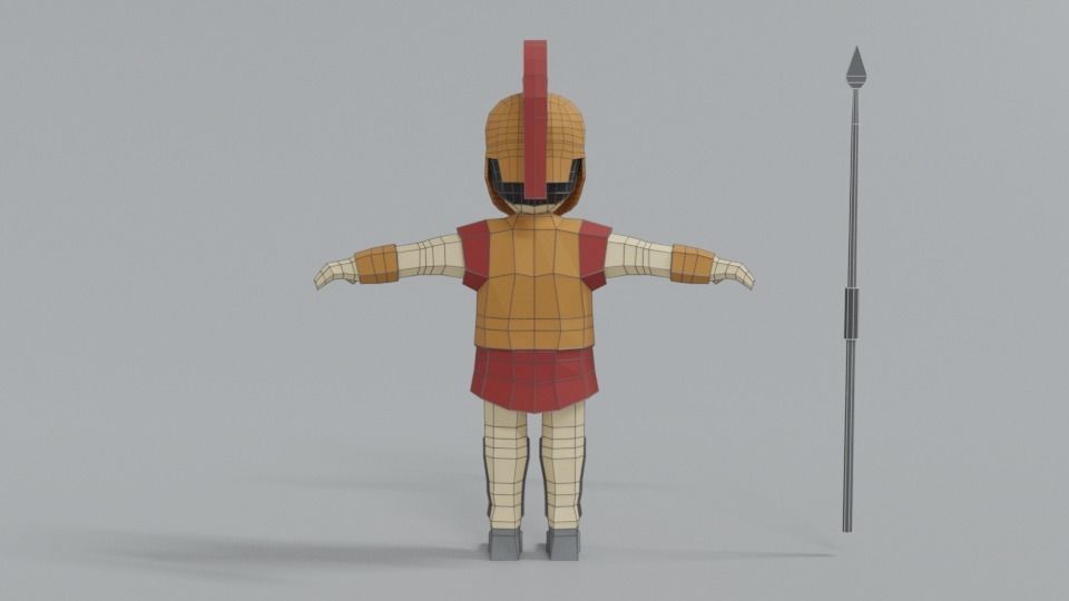 Low Poly Ancient Greek Warrior Low-poly 3D model_13