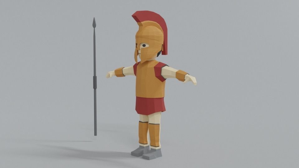 Low Poly Ancient Greek Warrior Low-poly 3D model_1