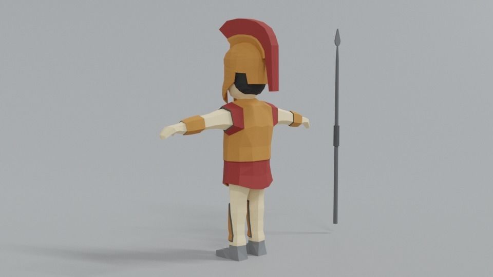 Low Poly Ancient Greek Warrior Low-poly 3D model_3