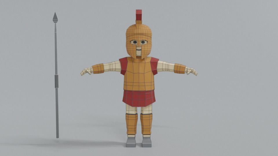 Low Poly Ancient Greek Warrior Low-poly 3D model_9