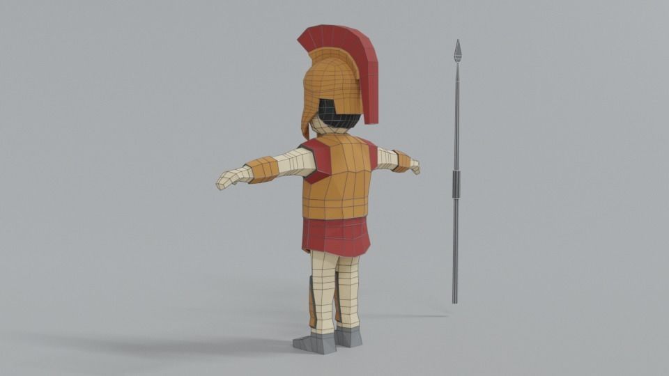 Low Poly Ancient Greek Warrior Low-poly 3D model_12
