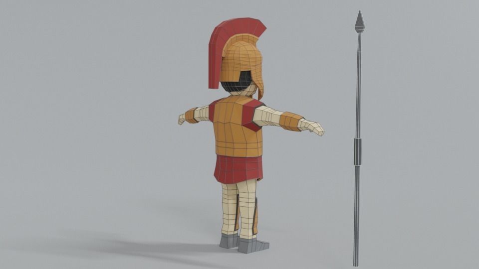 Low Poly Ancient Greek Warrior Low-poly 3D model_14