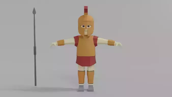 Low Poly Ancient Greek Warrior Low-poly 3D model