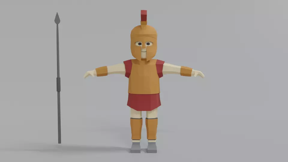 Low Poly Ancient Greek Warrior Low-poly 3D model_0