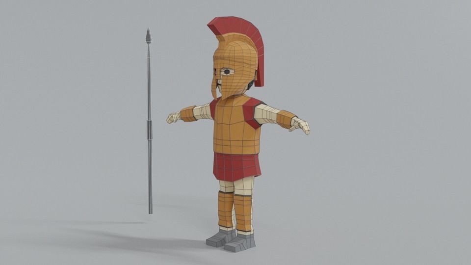 Low Poly Ancient Greek Warrior Low-poly 3D model_10