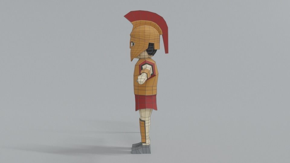 Low Poly Ancient Greek Warrior Low-poly 3D model_11