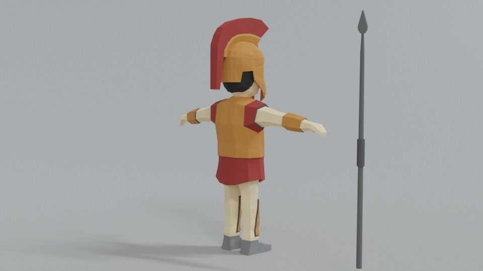 Low Poly Ancient Greek Warrior Low-poly 3D model_5