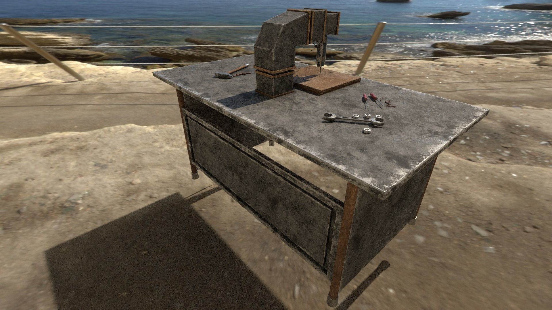 Rust Table Low-poly 3D model_9