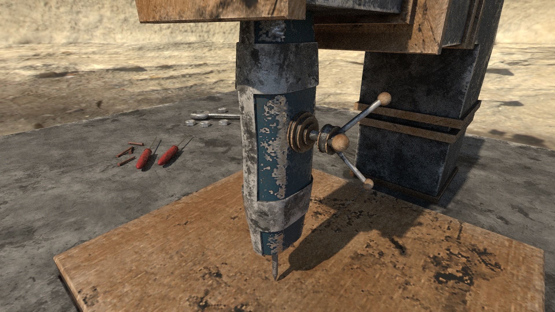 Rust Table Low-poly 3D model_4