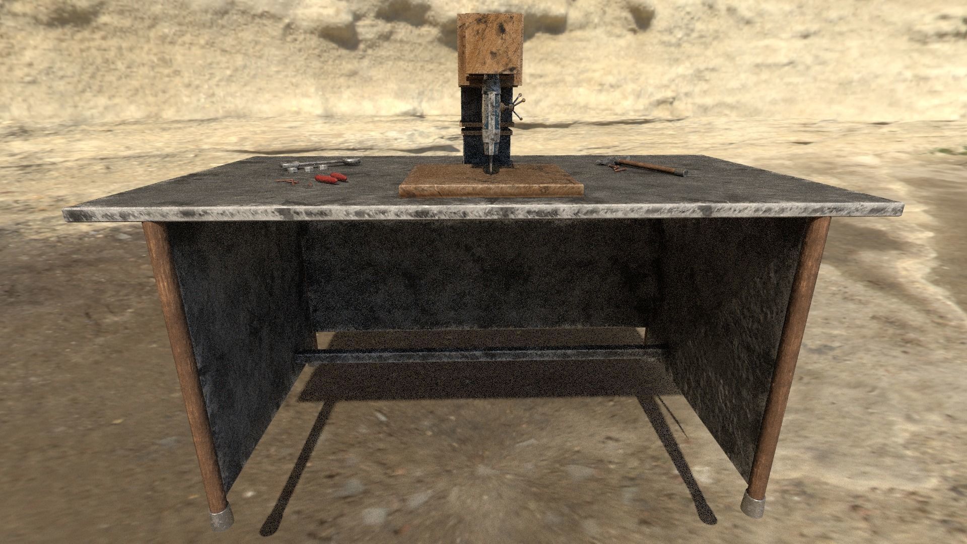 Rust Table Low-poly 3D model_10