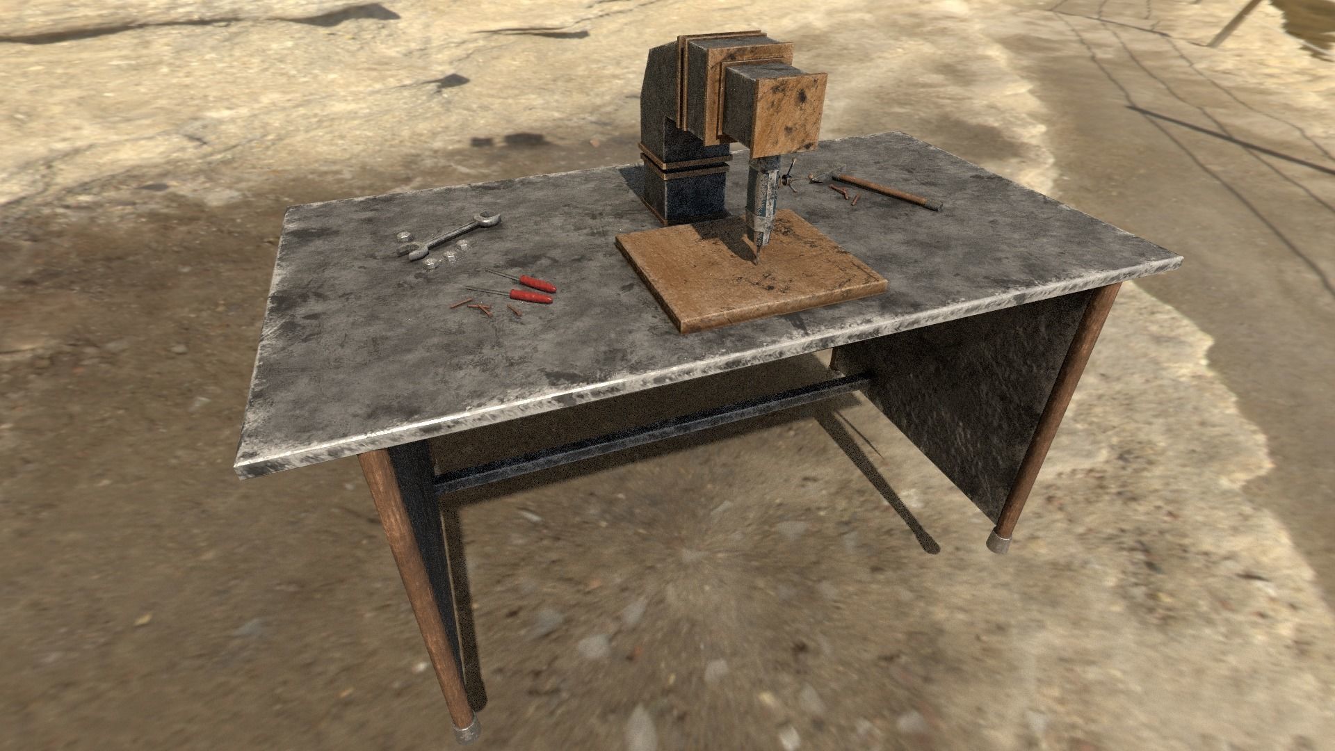 Rust Table Low-poly 3D model_1