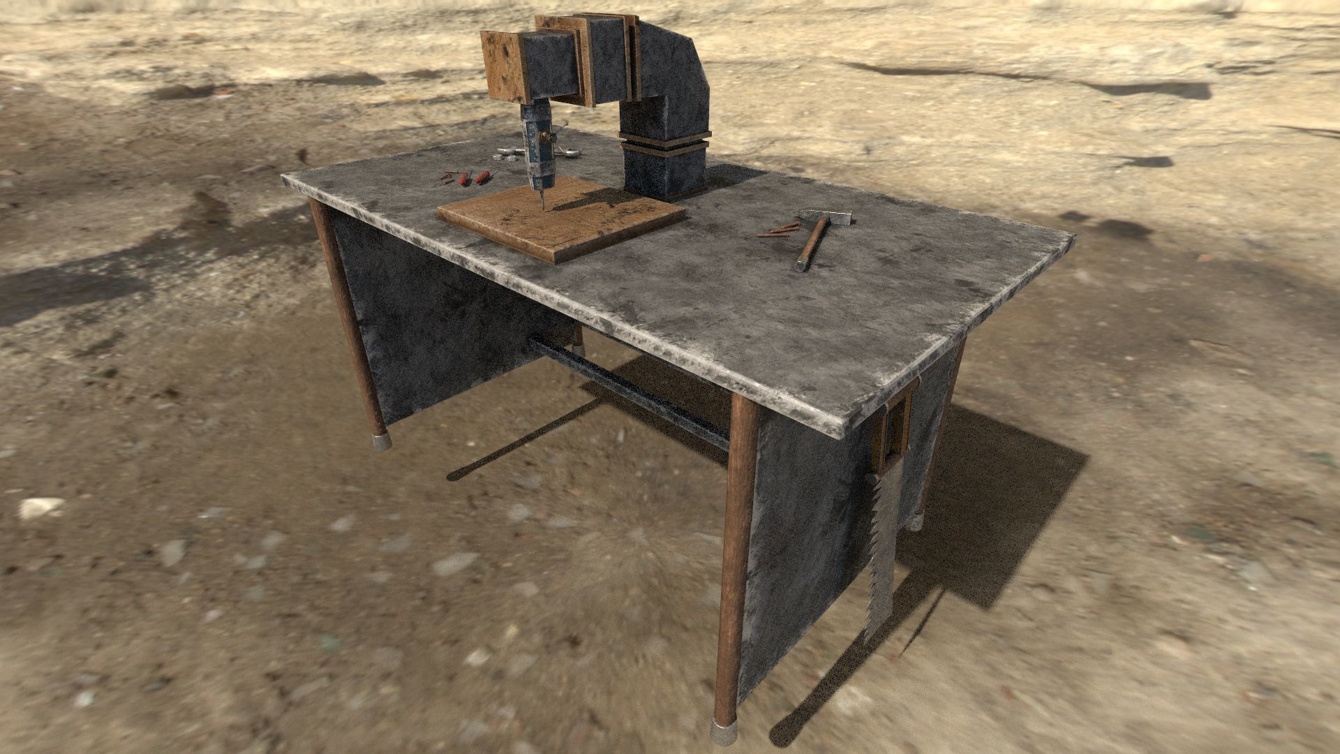Rust Table Low-poly 3D model_2