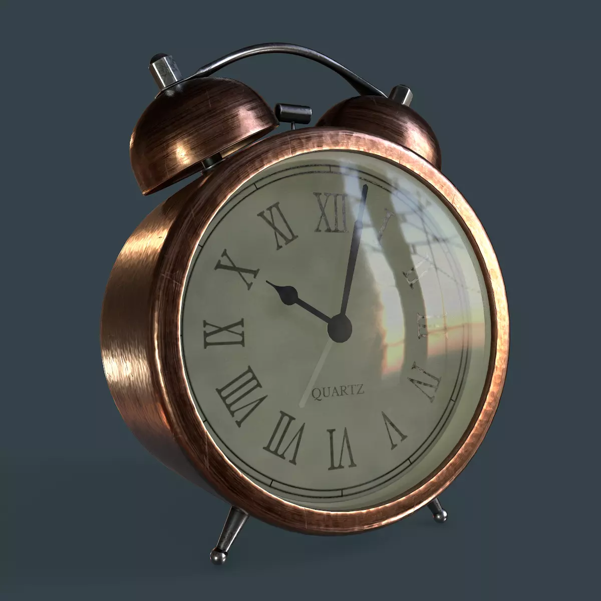 Animated Vintage Alarm Clock 3D model_0