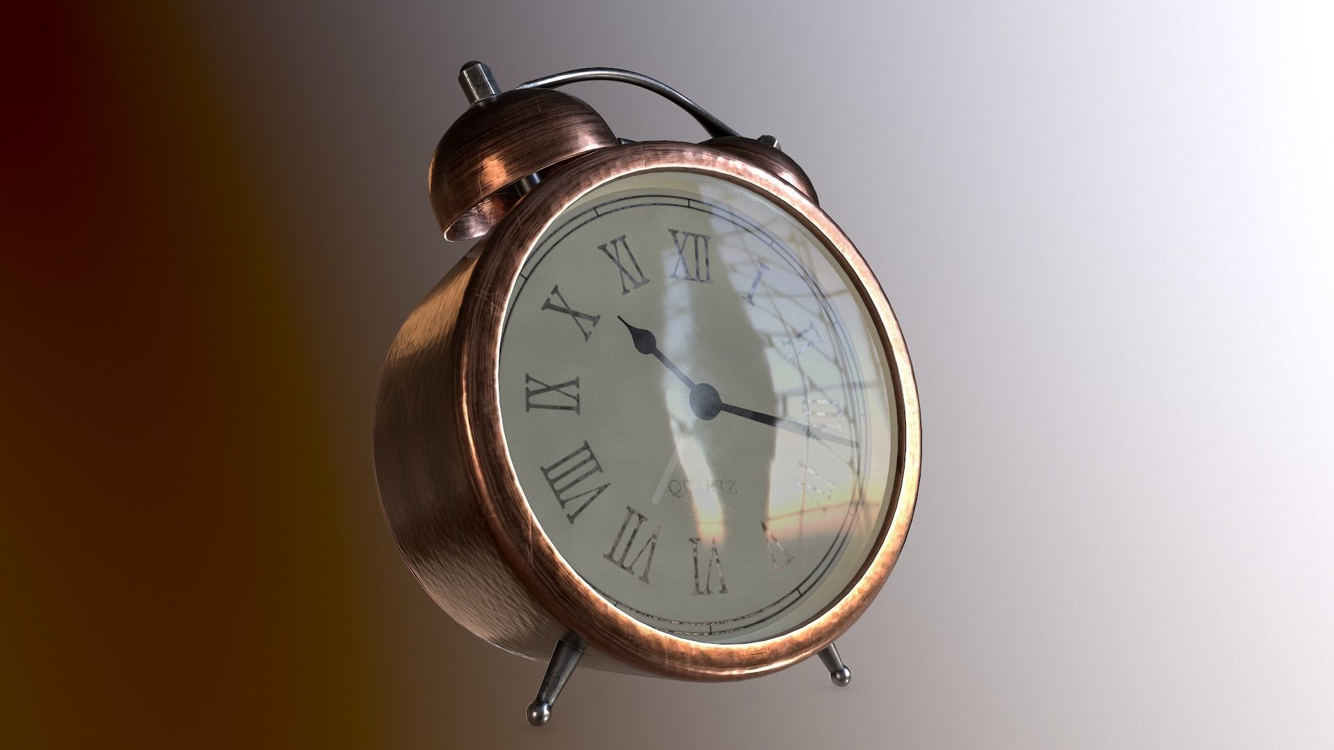 Animated Vintage Alarm Clock 3D model_4