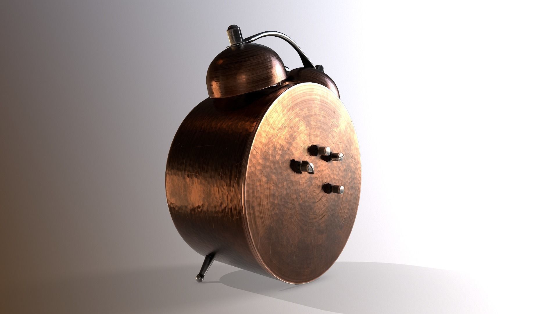 Animated Vintage Alarm Clock 3D model_7