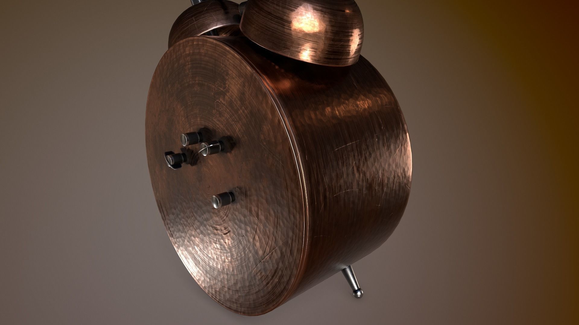 Animated Vintage Alarm Clock 3D model_8