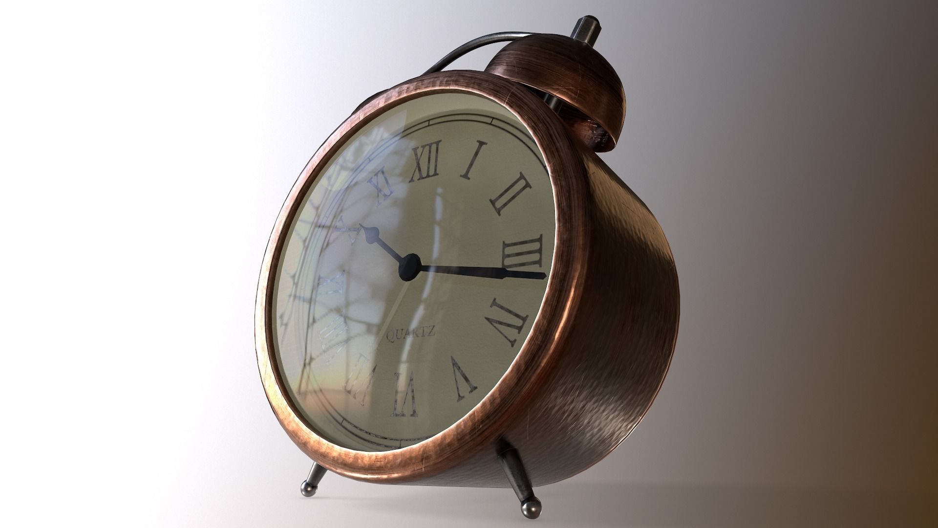 Animated Vintage Alarm Clock 3D model_2