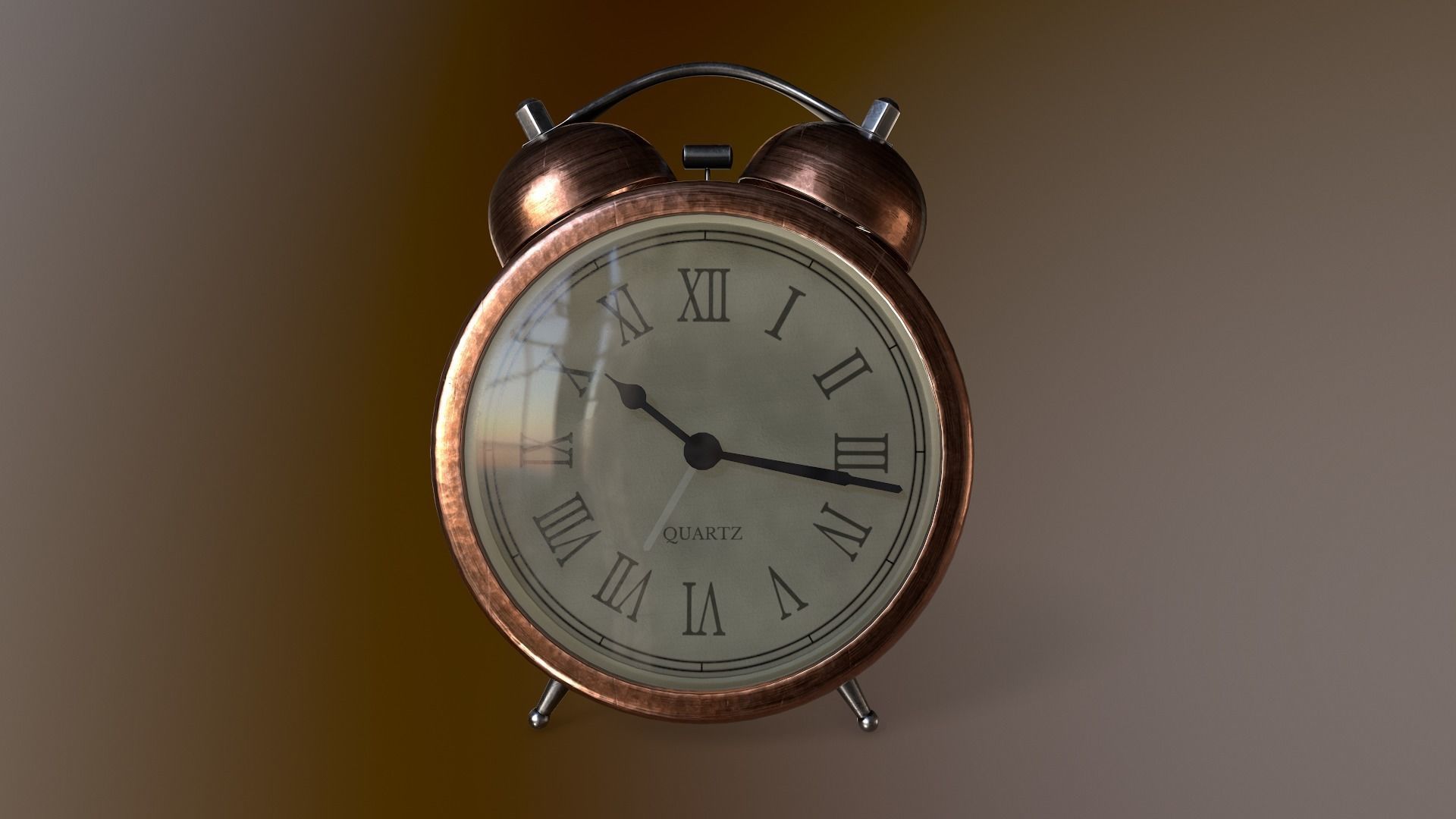 Animated Vintage Alarm Clock 3D model_3