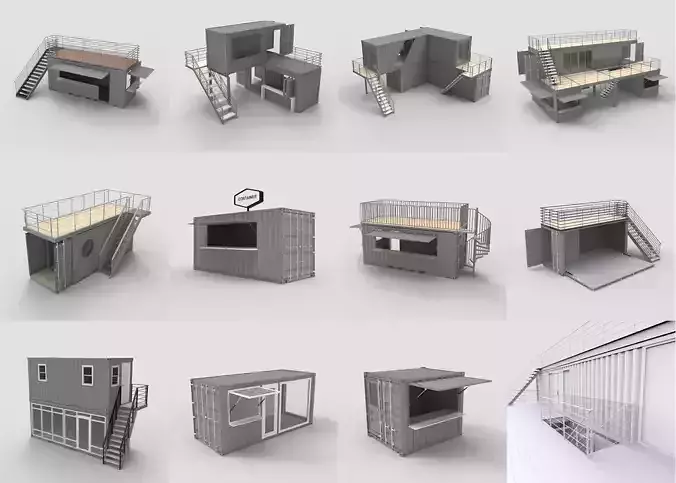 Portable Building and Shipping Container Collection 3D model