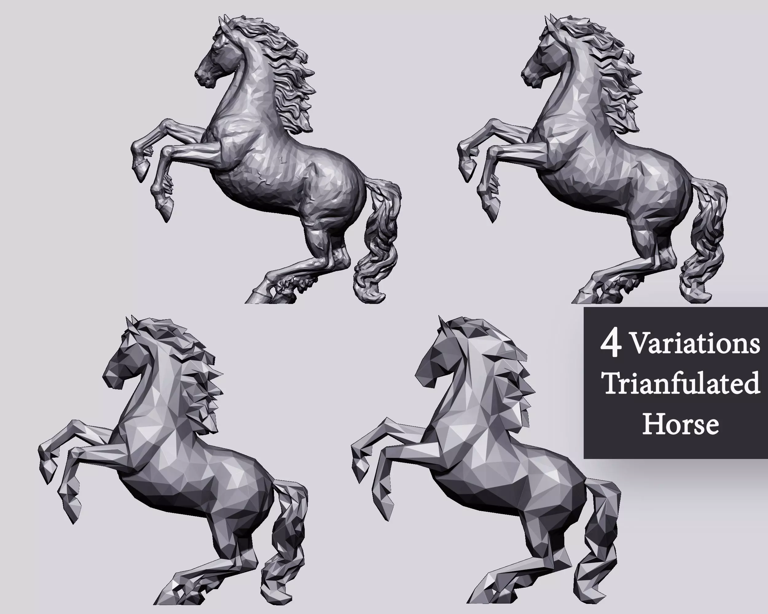 Horse Stand pose triangulated Versions 3D print model_0
