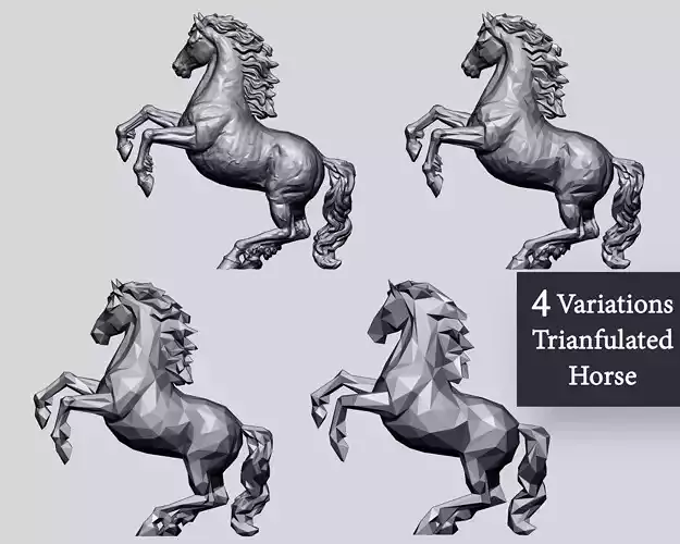 Horse Stand pose triangulated Versions 3D print model