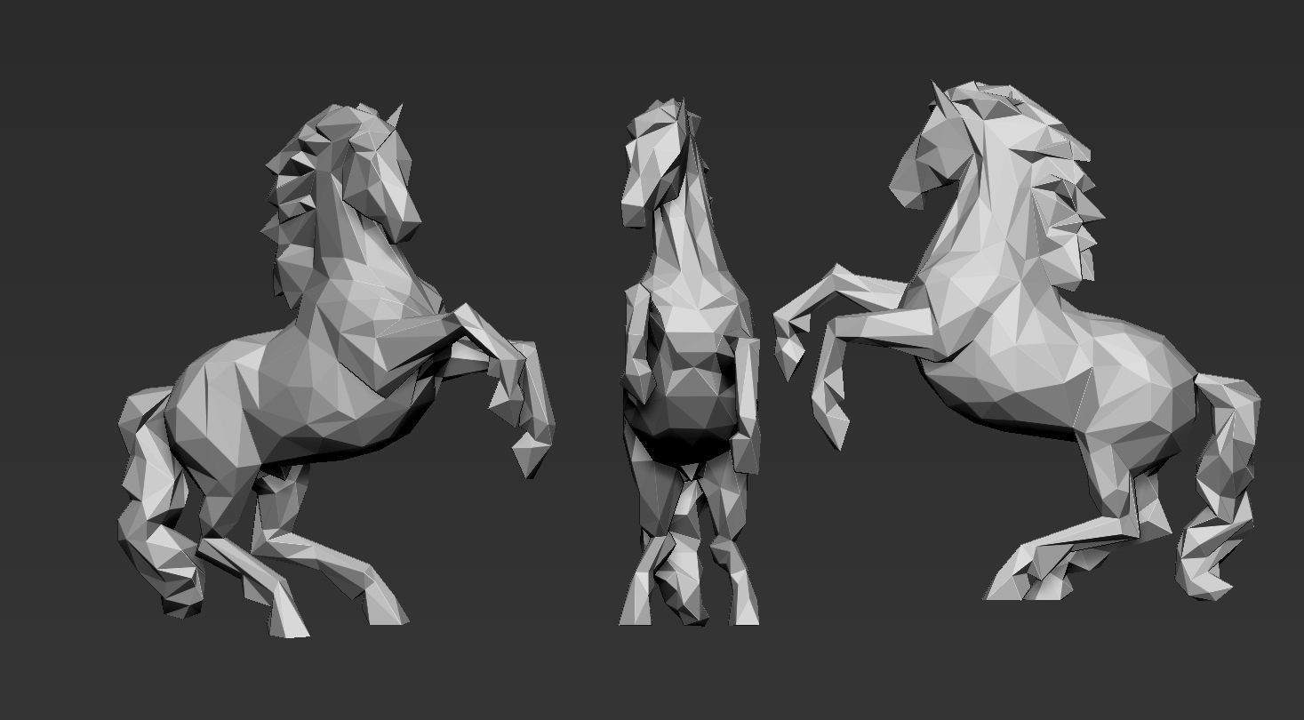 Horse Stand pose triangulated Versions 3D print model_4