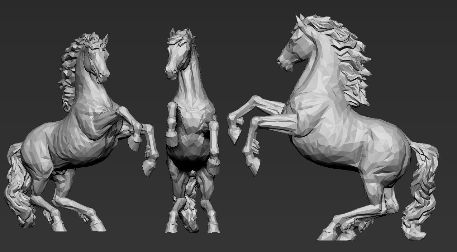 Horse Stand pose triangulated Versions 3D print model_2