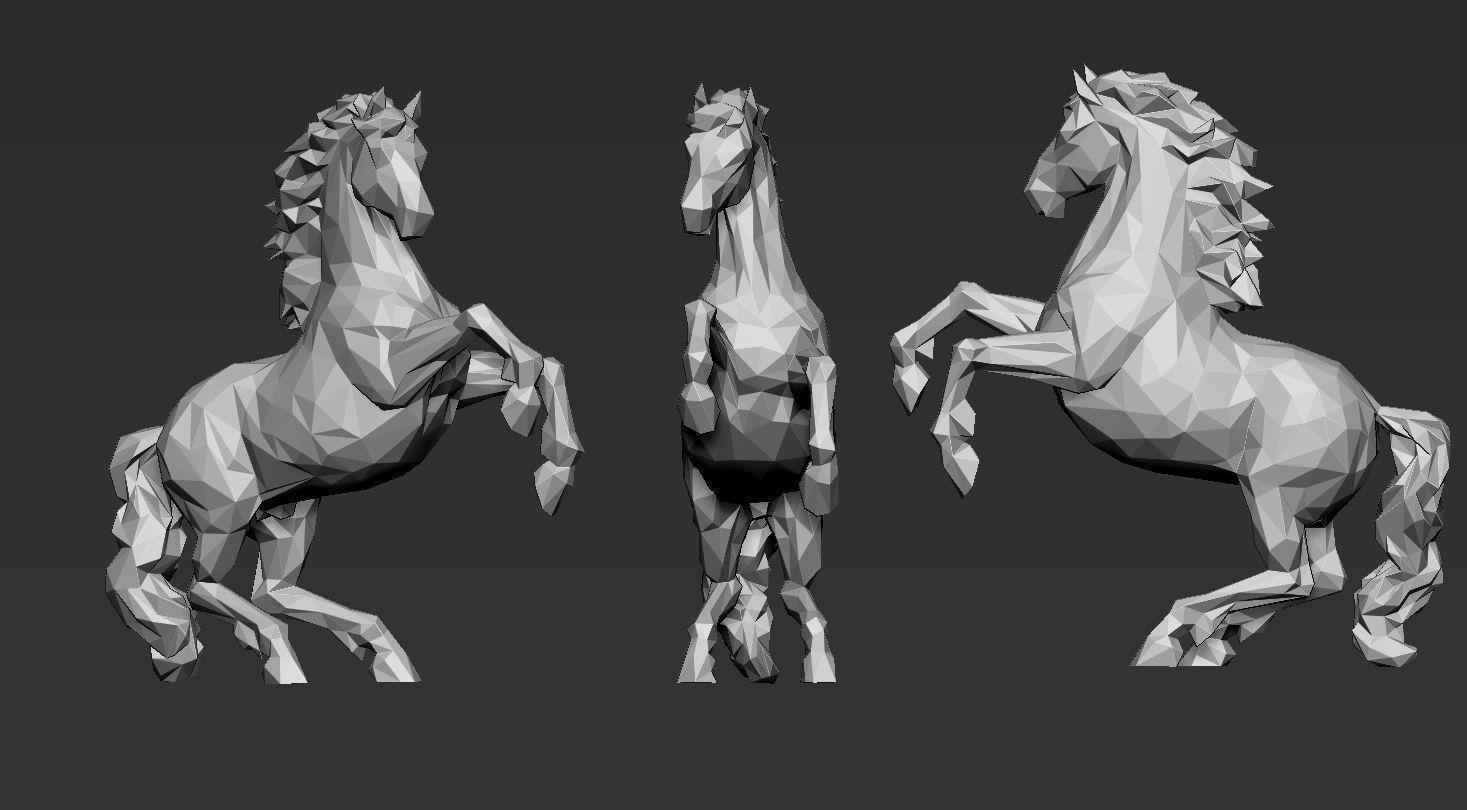 Horse Stand pose triangulated Versions 3D print model_3