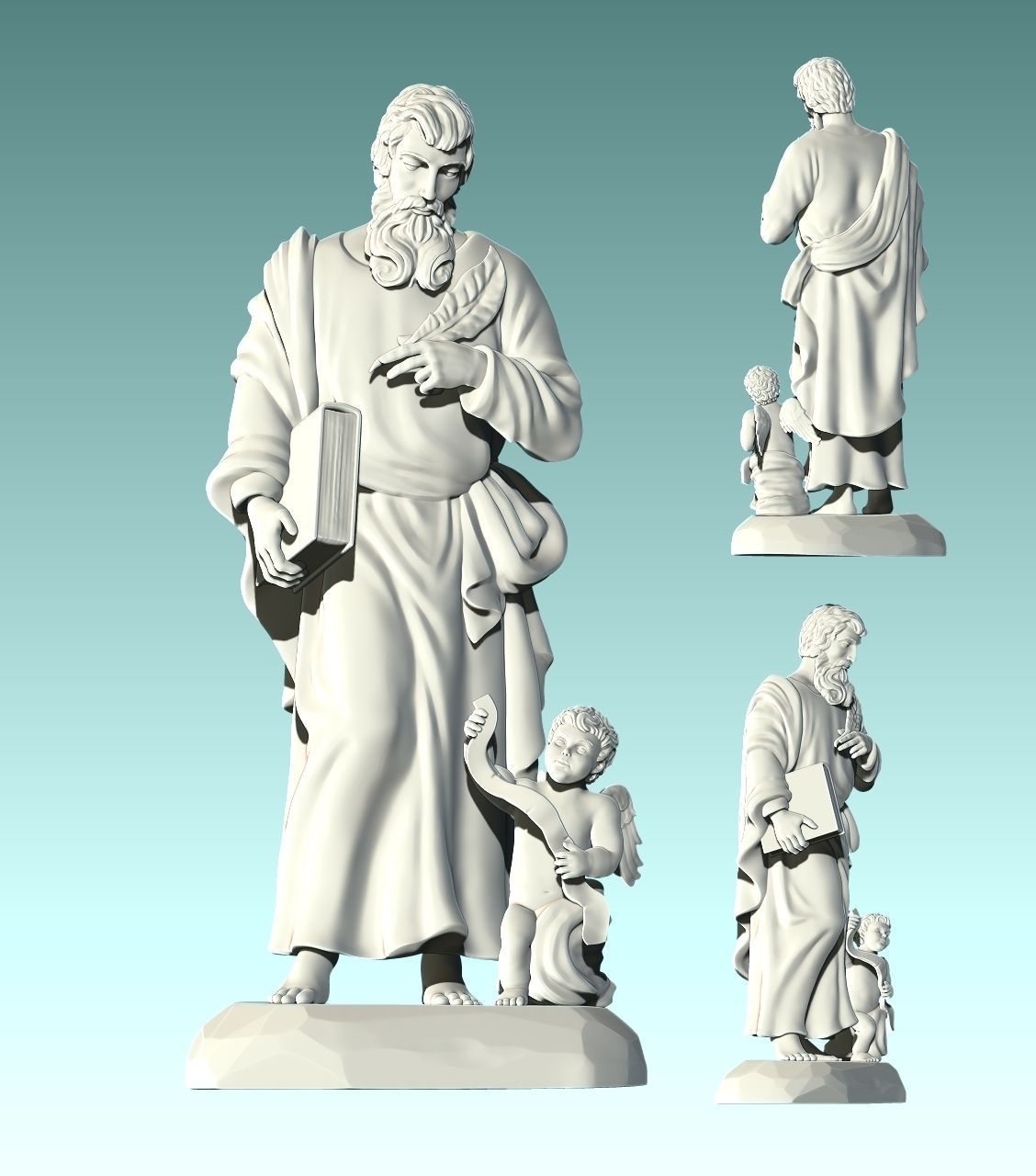 Matthew Evangelist - CNC - Router - Carving 3D print model_14