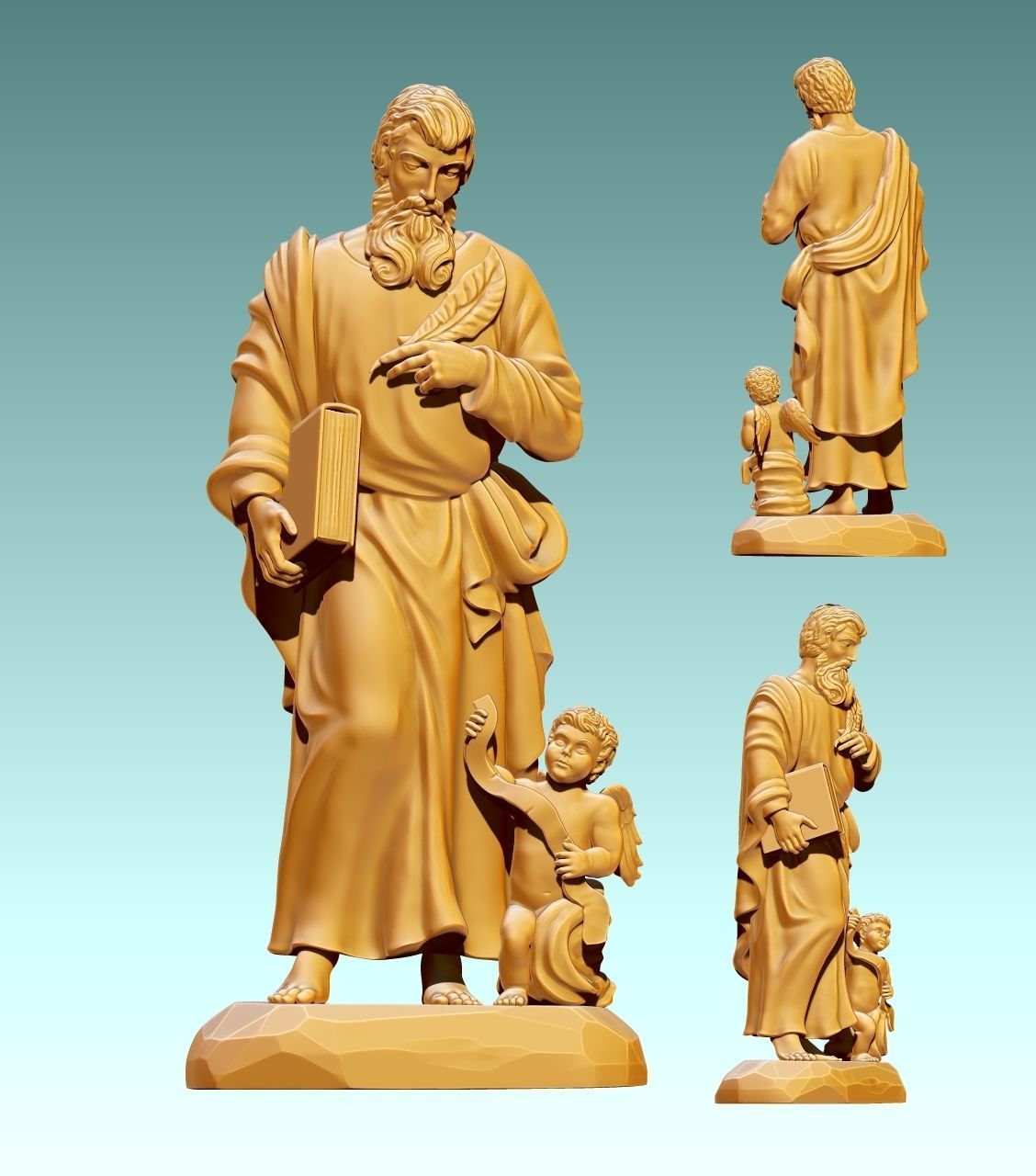 Matthew Evangelist - CNC - Router - Carving 3D print model_16
