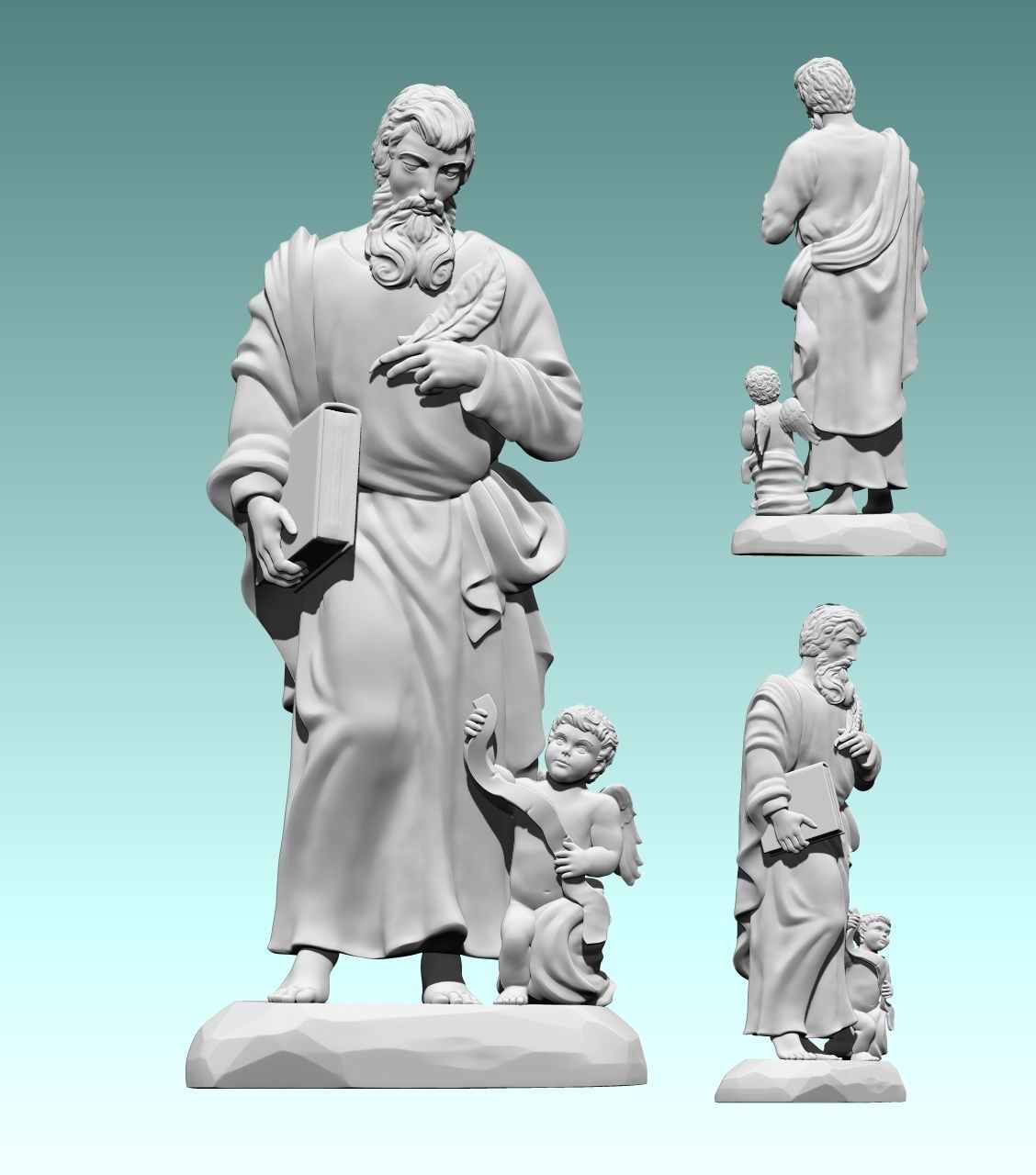Matthew Evangelist - CNC - Router - Carving 3D print model_12