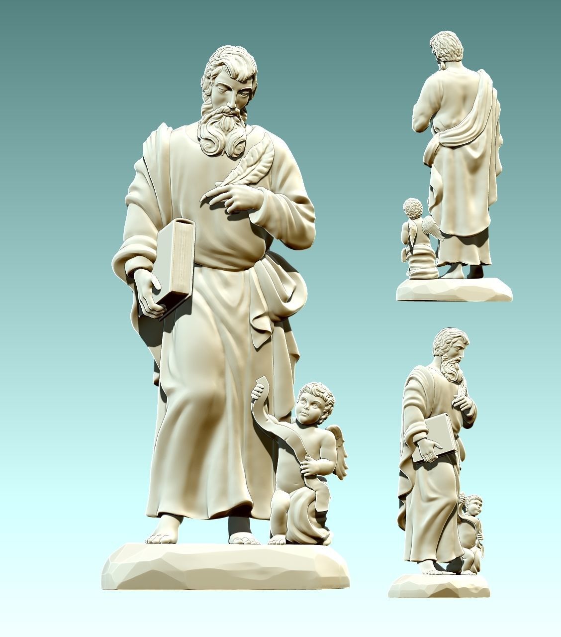 Matthew Evangelist - CNC - Router - Carving 3D print model_1