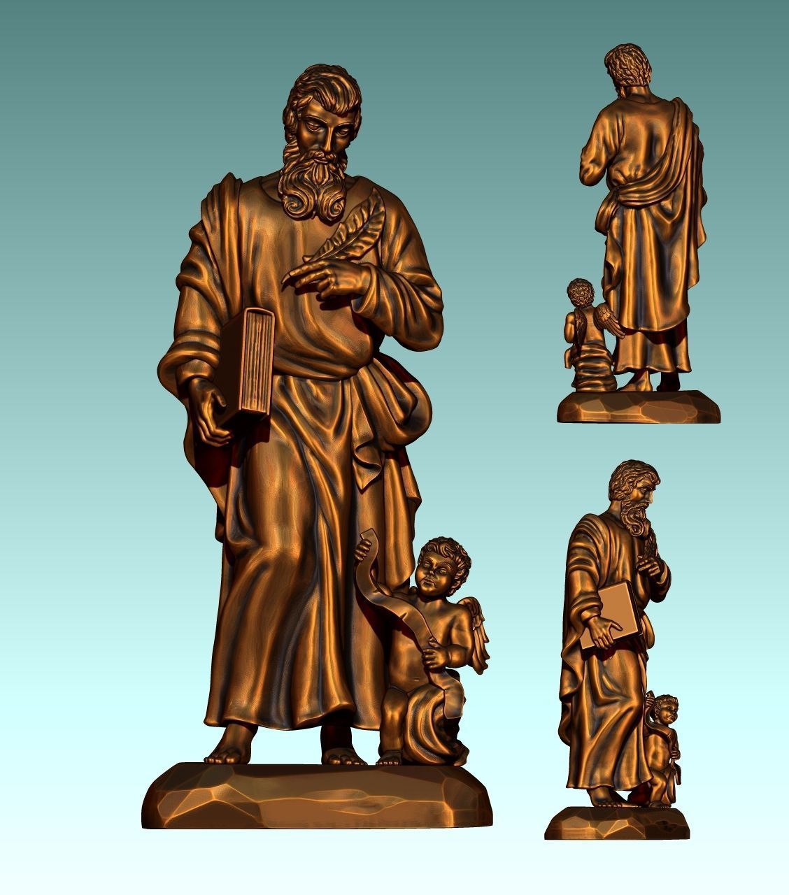 Matthew Evangelist - CNC - Router - Carving 3D print model_15