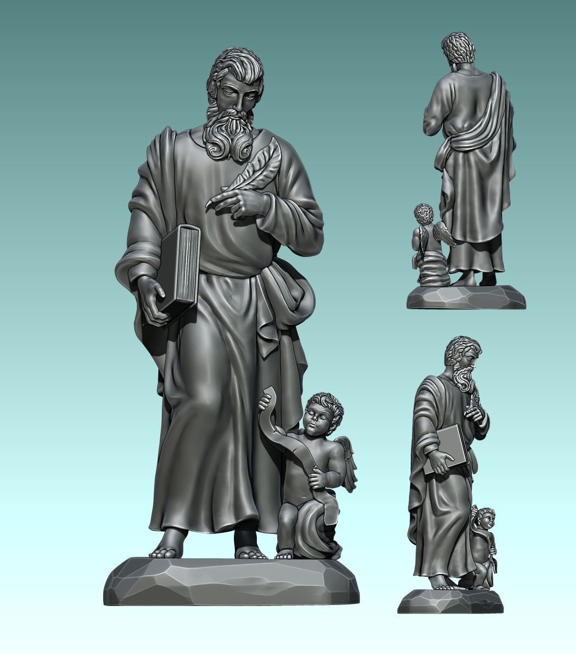 Matthew Evangelist - CNC - Router - Carving 3D print model_7