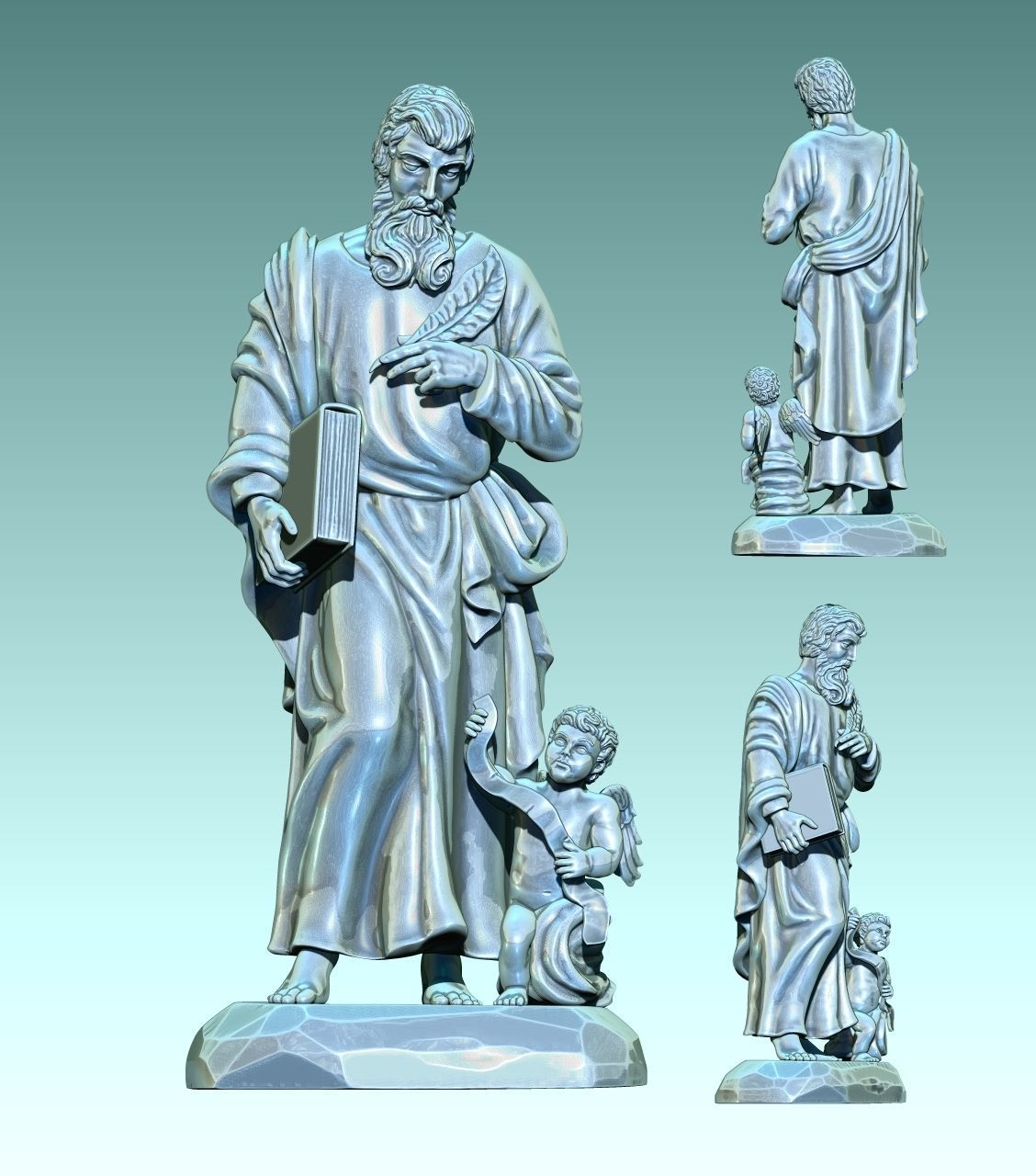 Matthew Evangelist - CNC - Router - Carving 3D print model_3