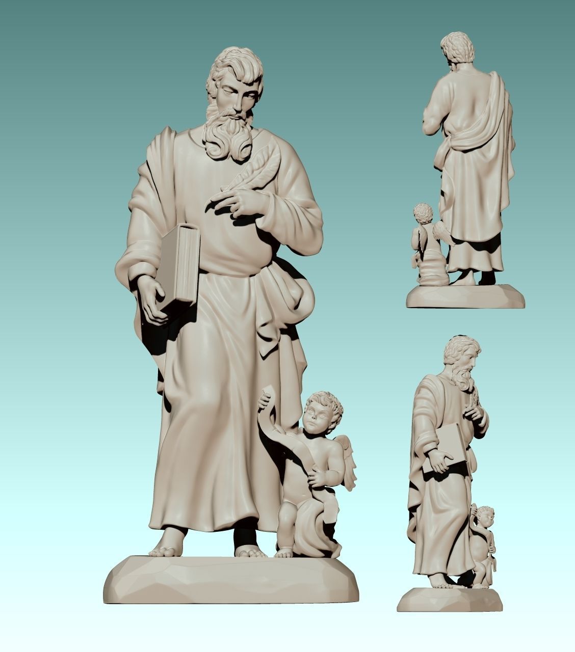 Matthew Evangelist - CNC - Router - Carving 3D print model_8