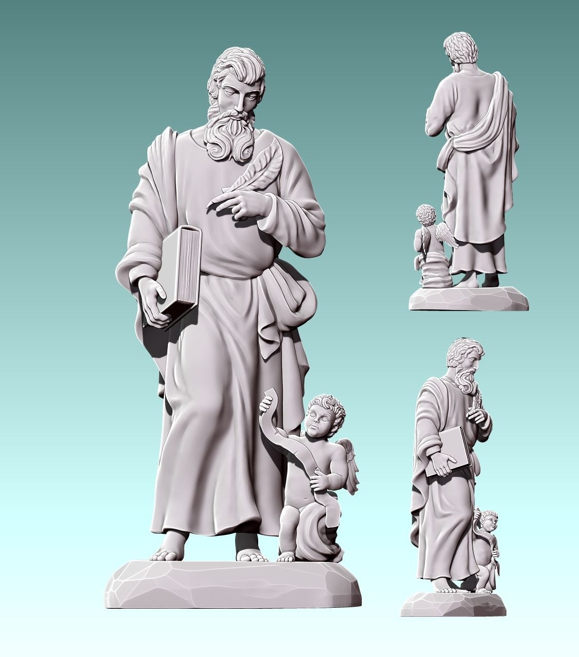 Matthew Evangelist - CNC - Router - Carving 3D print model_13